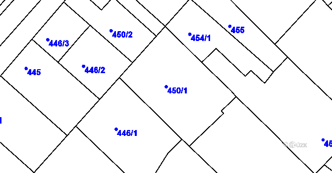Parcela st. 450/1 v KÚ Čejč, Katastrální mapa