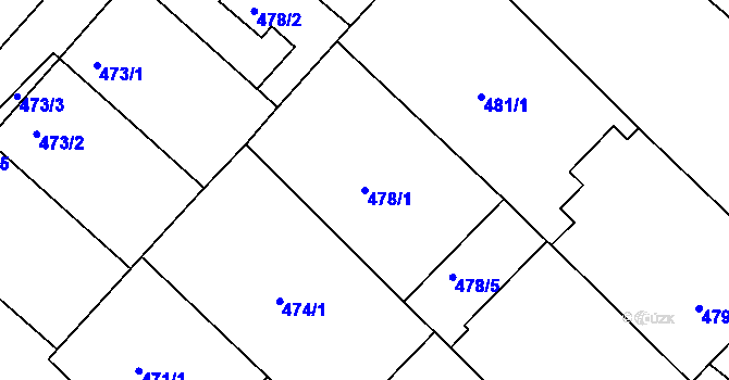 Parcela st. 478/1 v KÚ Čejč, Katastrální mapa
