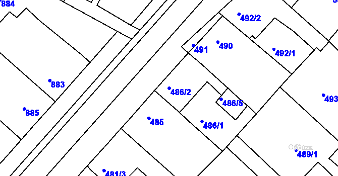 Parcela st. 486/2 v KÚ Čejč, Katastrální mapa