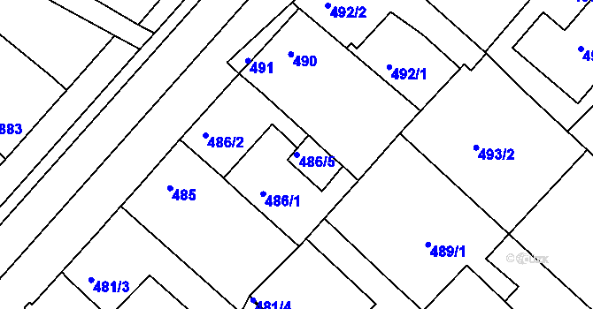 Parcela st. 486/5 v KÚ Čejč, Katastrální mapa