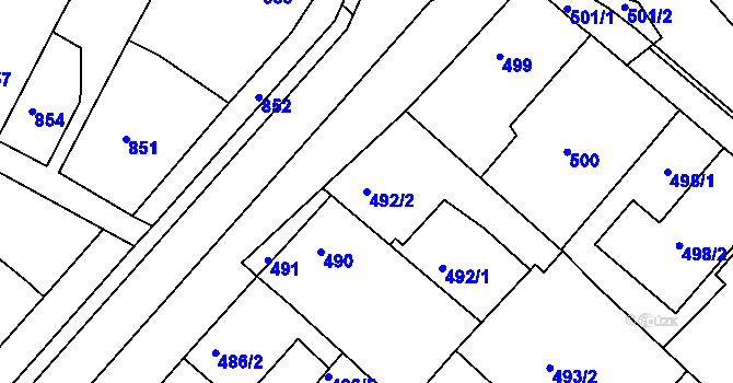 Parcela st. 492/2 v KÚ Čejč, Katastrální mapa