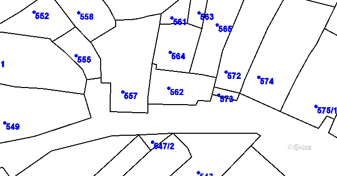 Parcela st. 562 v KÚ Čejč, Katastrální mapa