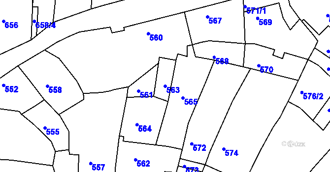 Parcela st. 563 v KÚ Čejč, Katastrální mapa