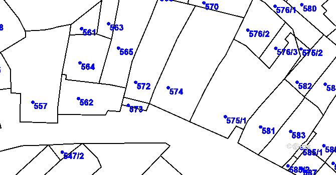Parcela st. 574 v KÚ Čejč, Katastrální mapa