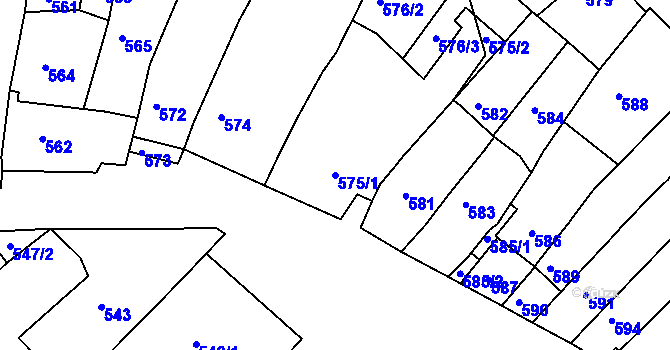 Parcela st. 575/1 v KÚ Čejč, Katastrální mapa