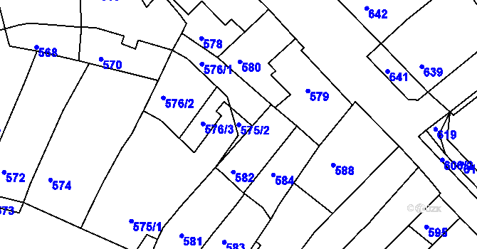 Parcela st. 575/2 v KÚ Čejč, Katastrální mapa