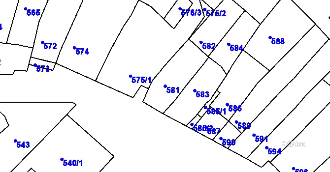 Parcela st. 581 v KÚ Čejč, Katastrální mapa