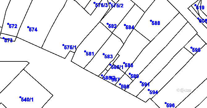 Parcela st. 583 v KÚ Čejč, Katastrální mapa