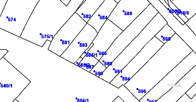 Parcela st. 586 v KÚ Čejč, Katastrální mapa