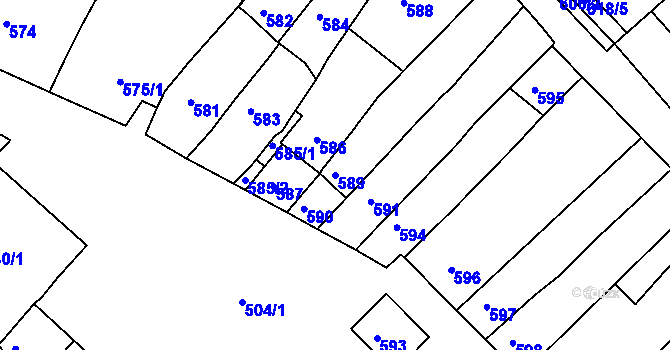 Parcela st. 589 v KÚ Čejč, Katastrální mapa