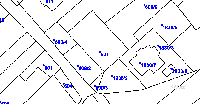 Parcela st. 607 v KÚ Čejč, Katastrální mapa