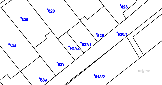 Parcela st. 627/1 v KÚ Čejč, Katastrální mapa
