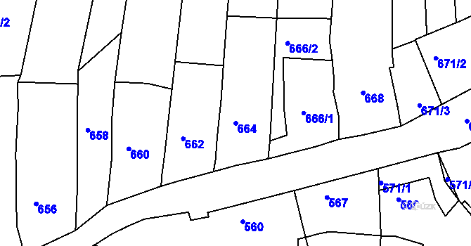 Parcela st. 664 v KÚ Čejč, Katastrální mapa