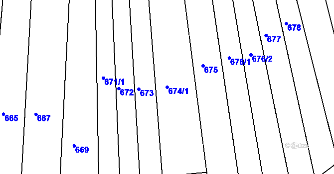 Parcela st. 674/1 v KÚ Čejč, Katastrální mapa