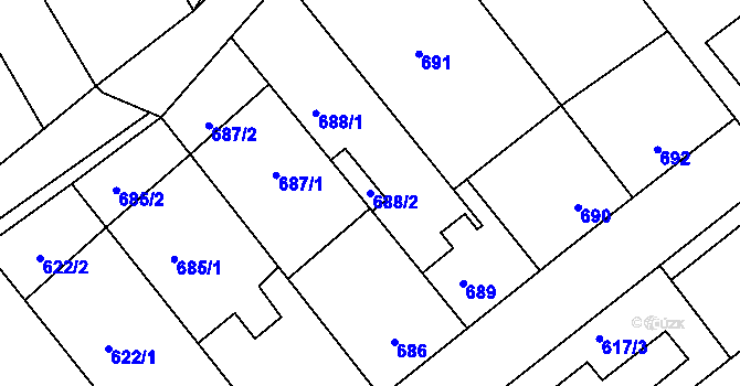 Parcela st. 688/2 v KÚ Čejč, Katastrální mapa