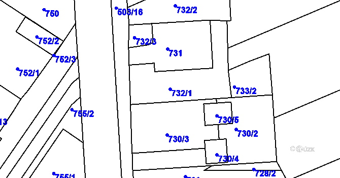 Parcela st. 732/1 v KÚ Čejč, Katastrální mapa