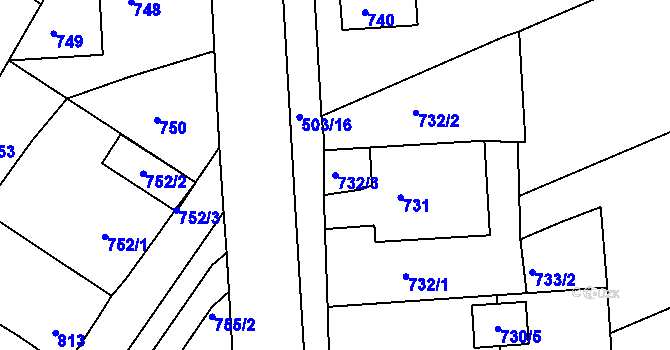 Parcela st. 732/3 v KÚ Čejč, Katastrální mapa