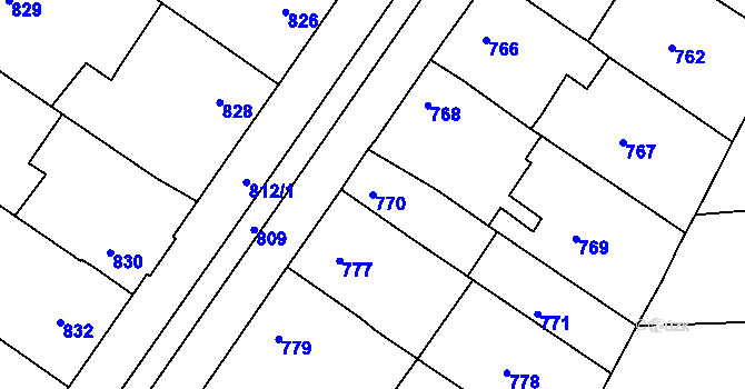 Parcela st. 770 v KÚ Čejč, Katastrální mapa