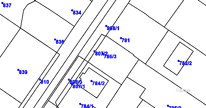 Parcela st. 786/3 v KÚ Čejč, Katastrální mapa