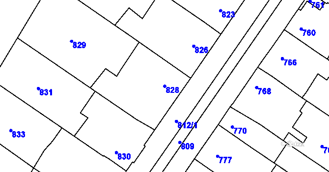 Parcela st. 828 v KÚ Čejč, Katastrální mapa