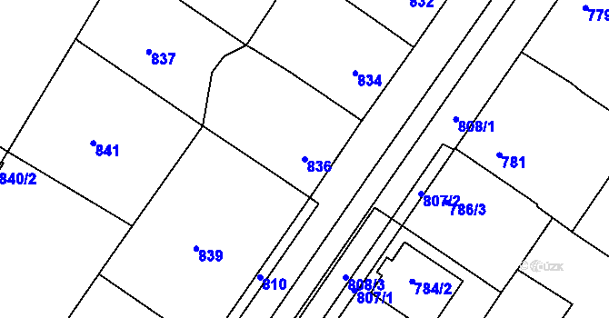 Parcela st. 836 v KÚ Čejč, Katastrální mapa