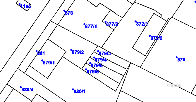 Parcela st. 879/3 v KÚ Čejč, Katastrální mapa