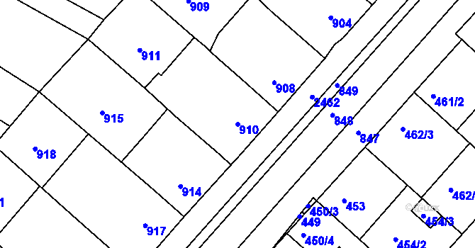Parcela st. 910 v KÚ Čejč, Katastrální mapa