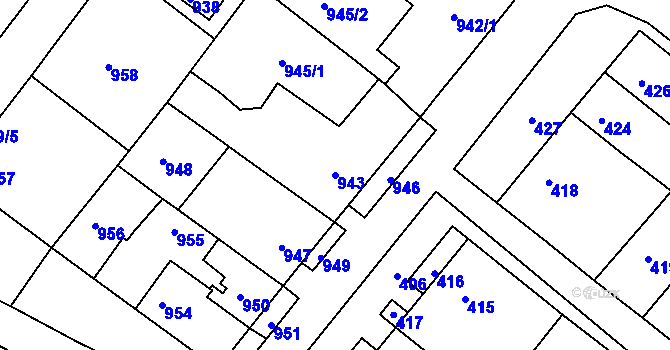 Parcela st. 943 v KÚ Čejč, Katastrální mapa