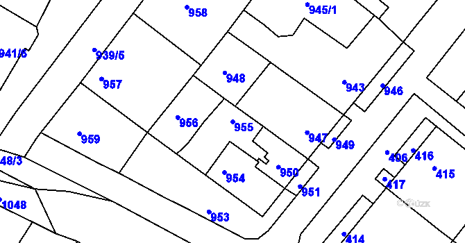 Parcela st. 955 v KÚ Čejč, Katastrální mapa