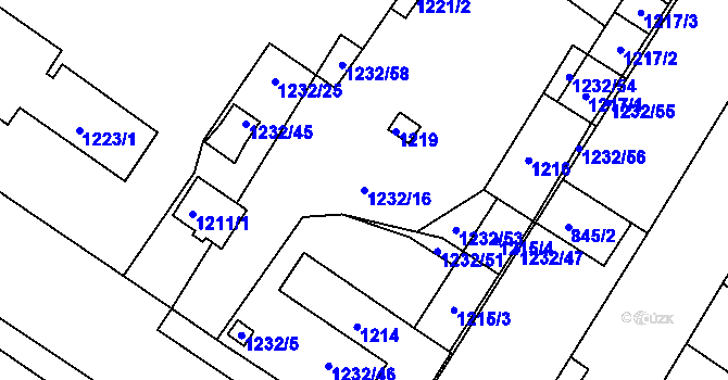 Parcela st. 1232/16 v KÚ Čejč, Katastrální mapa