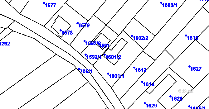 Parcela st. 1601/2 v KÚ Čejč, Katastrální mapa