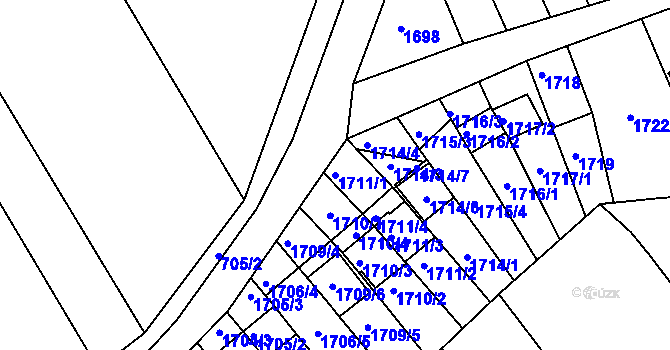 Parcela st. 1711/1 v KÚ Čejč, Katastrální mapa