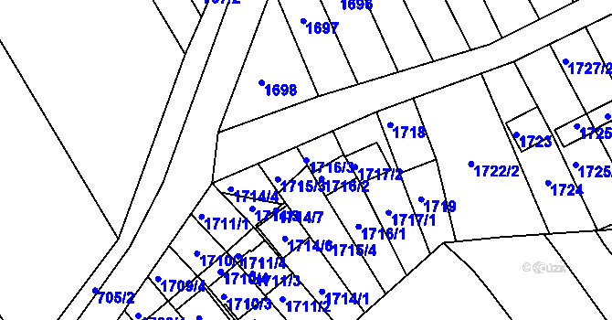 Parcela st. 1716/3 v KÚ Čejč, Katastrální mapa
