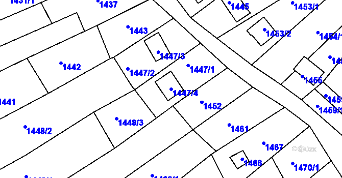 Parcela st. 1447/4 v KÚ Čejč, Katastrální mapa