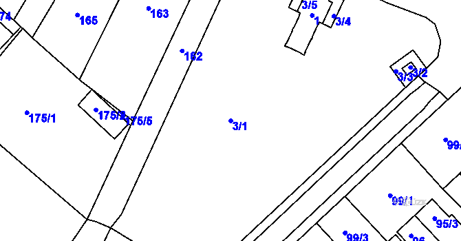Parcela st. 3/1 v KÚ Čejč, Katastrální mapa