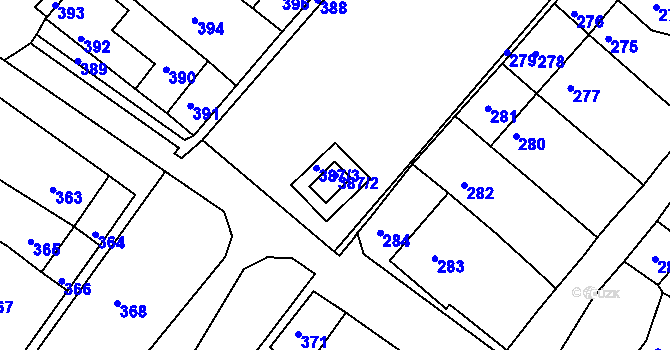 Parcela st. 387/2 v KÚ Čejč, Katastrální mapa