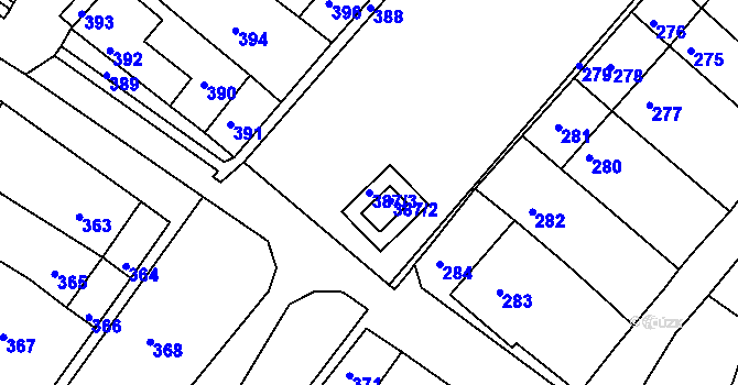 Parcela st. 387/3 v KÚ Čejč, Katastrální mapa