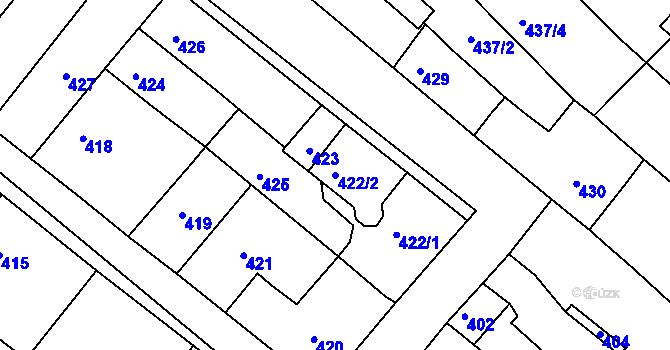 Parcela st. 422/2 v KÚ Čejč, Katastrální mapa