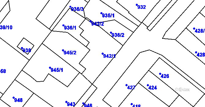 Parcela st. 942/1 v KÚ Čejč, Katastrální mapa