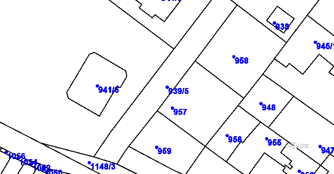 Parcela st. 939/5 v KÚ Čejč, Katastrální mapa