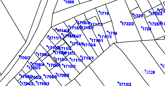 Parcela st. 1715/4 v KÚ Čejč, Katastrální mapa