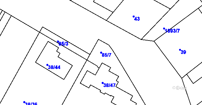 Parcela st. 85/7 v KÚ Čejč, Katastrální mapa