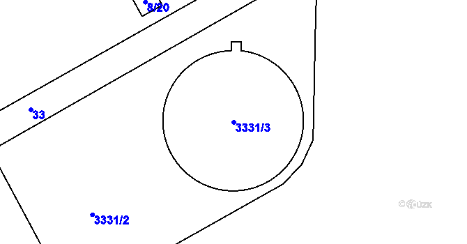 Parcela st. 3331/3 v KÚ Čejč, Katastrální mapa