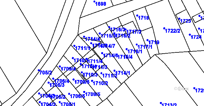 Parcela st. 1714/6 v KÚ Čejč, Katastrální mapa