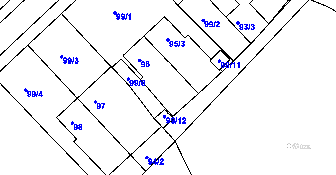 Parcela st. 95/4 v KÚ Čejč, Katastrální mapa