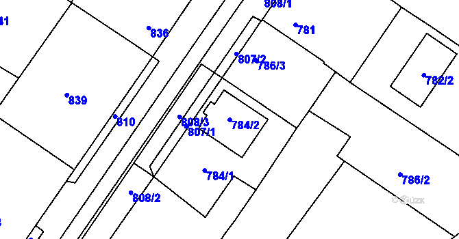 Parcela st. 784/2 v KÚ Čejč, Katastrální mapa
