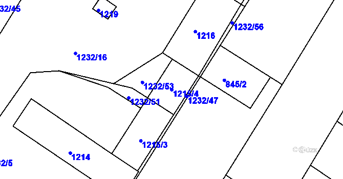 Parcela st. 1215/4 v KÚ Čejč, Katastrální mapa