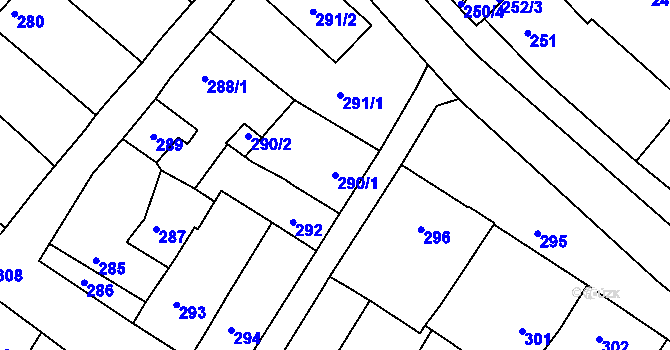 Parcela st. 290/1 v KÚ Čejč, Katastrální mapa