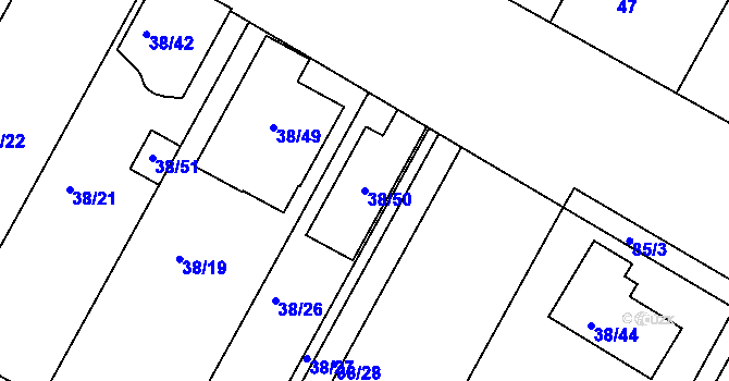 Parcela st. 38/50 v KÚ Čejč, Katastrální mapa