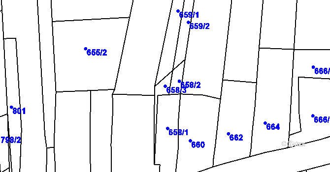 Parcela st. 658/3 v KÚ Čejč, Katastrální mapa